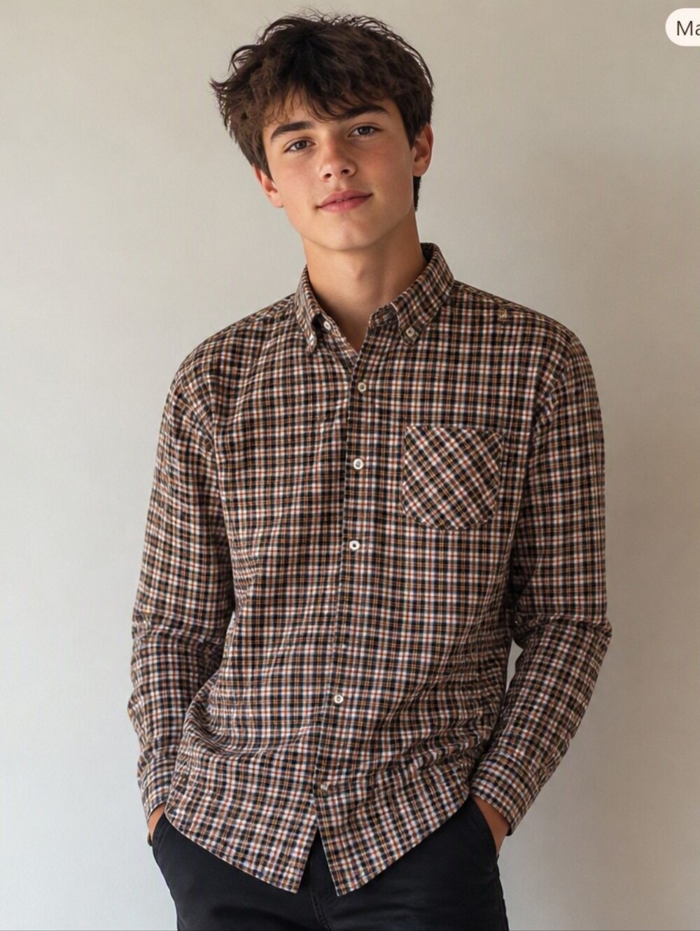 Ben Sherman Youth Plaid Button Up Shirt Size L (14-16)